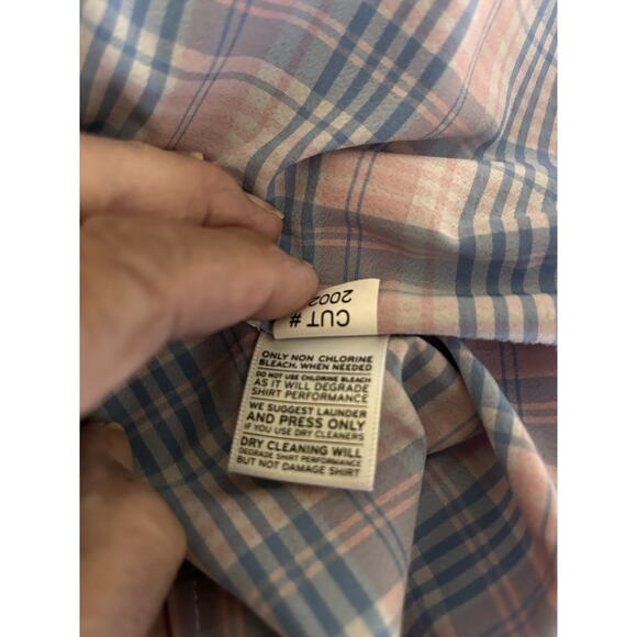 MIzzen+Main Men’s Standard Button Down Blue Pink Plaid Shirt Made In USA Size XL - Picture 14 of 14